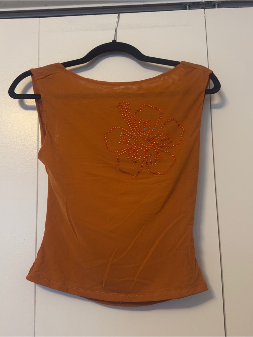 ✨5 for $25✨ Missguided Orange Studded Open Back Tank Top | Floral Detail